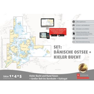 Sportbootkarten Satz 1, 4 und 5 Set: Dänische Ostsee und Kieler Bucht